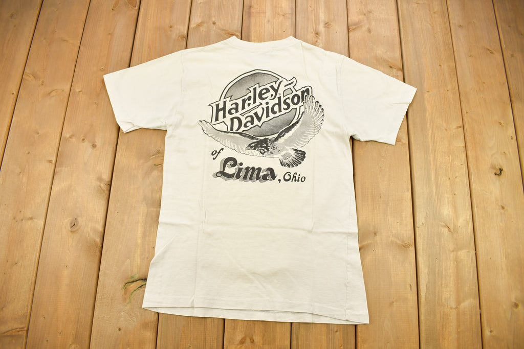 Vintage 1986 Harley Davidson Of Lima Ohio Henley Button T-Shirt