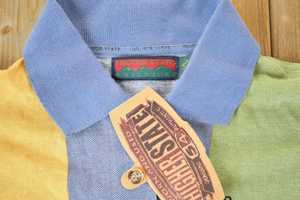 Vintage 1990s Deadstock HS Athletic Striped Long Fit Embroidered Button Up Shirt