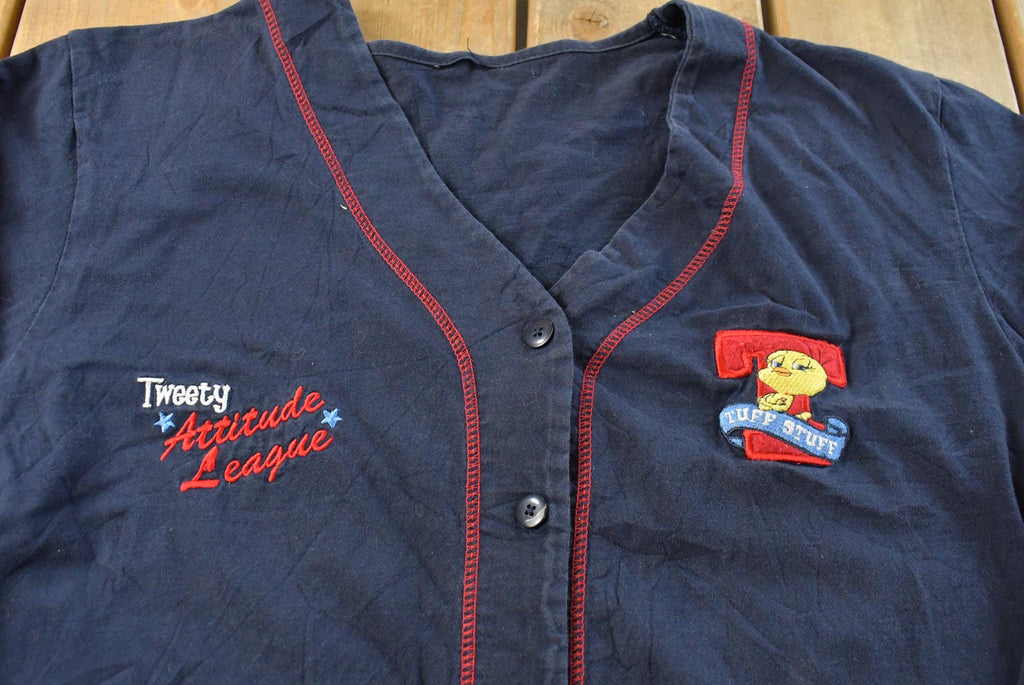 Vintage 1990s Looney Tunes Tweety Bird Baseball Jersey Shirt Mens L / Warner Bros / Cartoon Network / Streetwear / Looney Tunes / Bugs Bunny