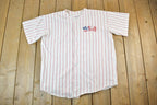 Vintage 1990s USA Striped Button Up Baseball Jersey