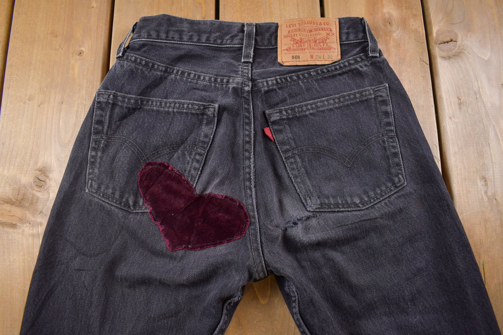 Vintage 1990s Levi's 501 Red Tab Embroidered Jeans Size 26 x 29