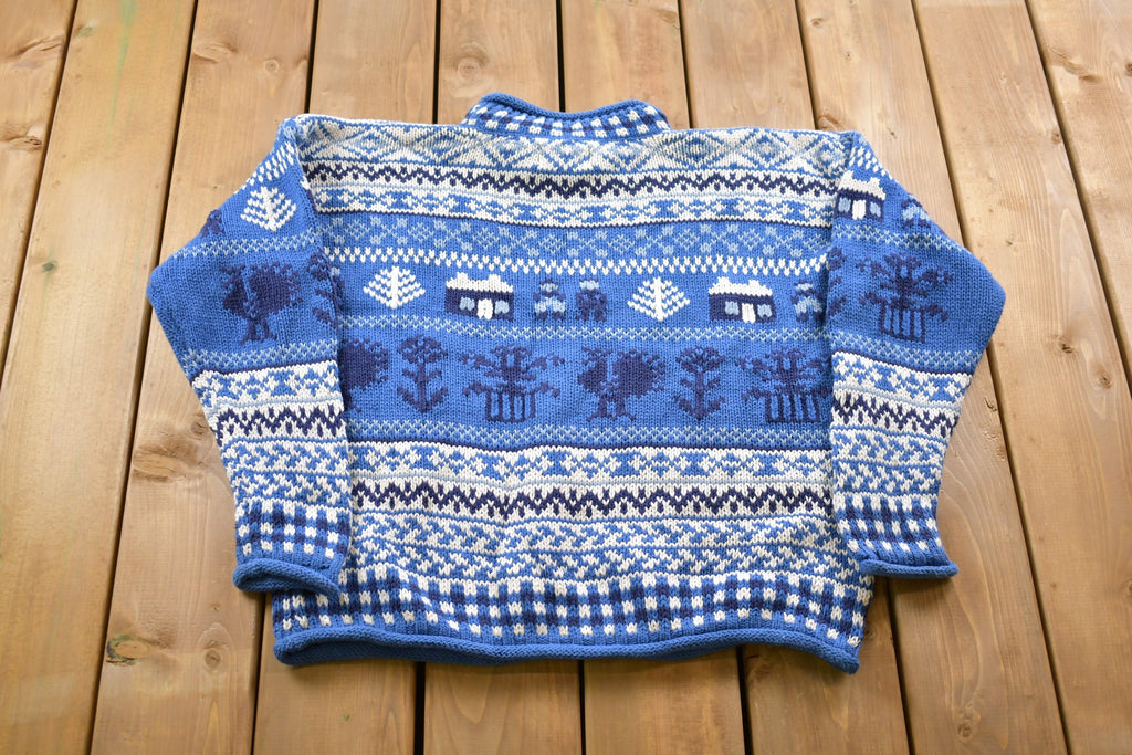 Vintage 1990s Eddie Bauer All Over Print Knitted Sweater
