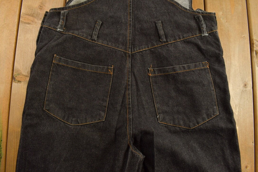 Vintage 1990s Serge De Nimes Black Denim Jean Overalls Size 38 x 29