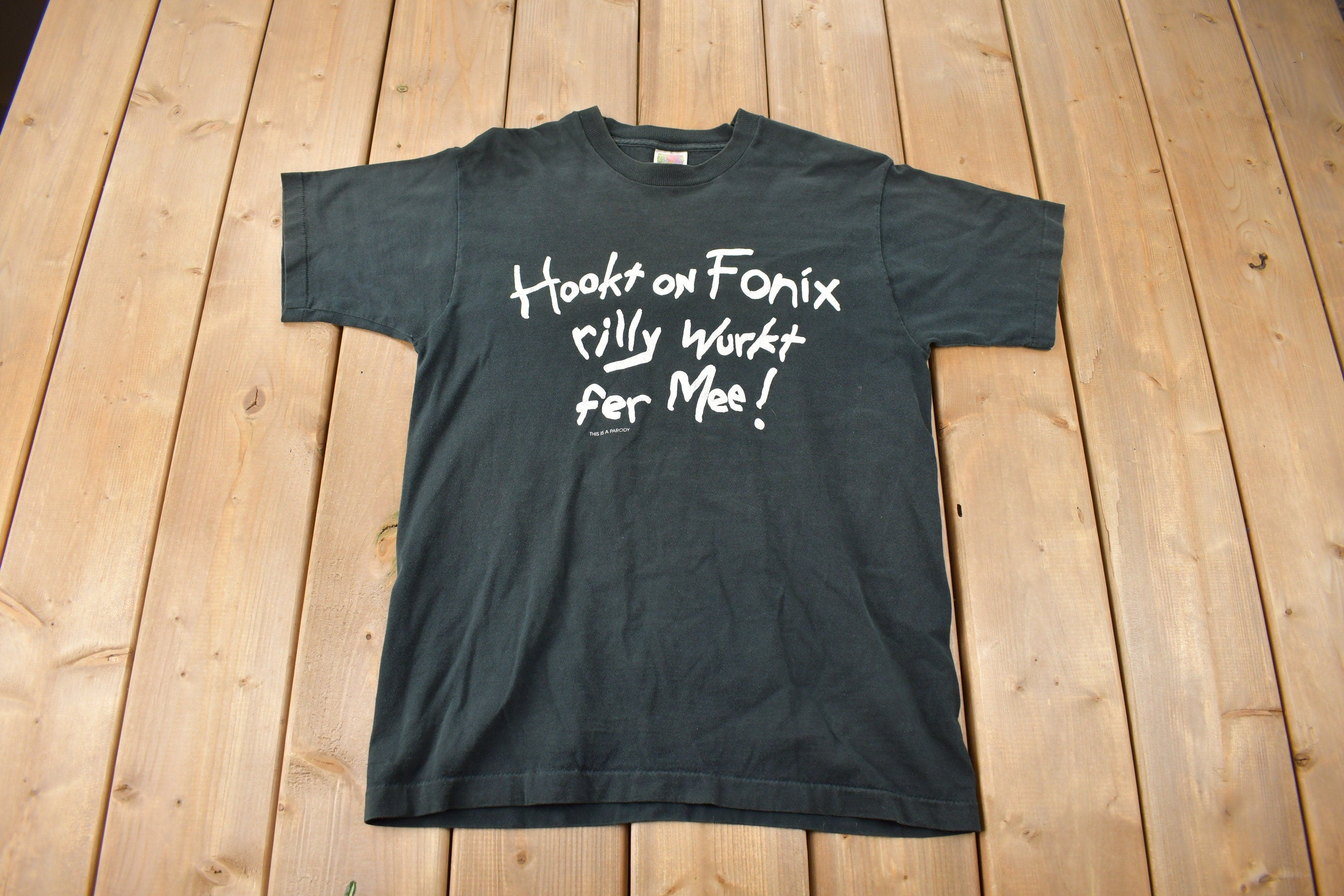 Vintage 1990s Hookt On Fonix Single Stitch Parody Graphic T Shirt Size M