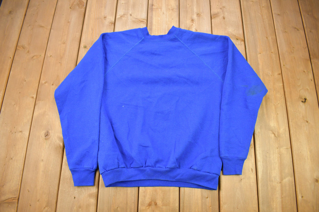 Vintage 1980s Blank Blue Raglan Crewneck Sweatshirt