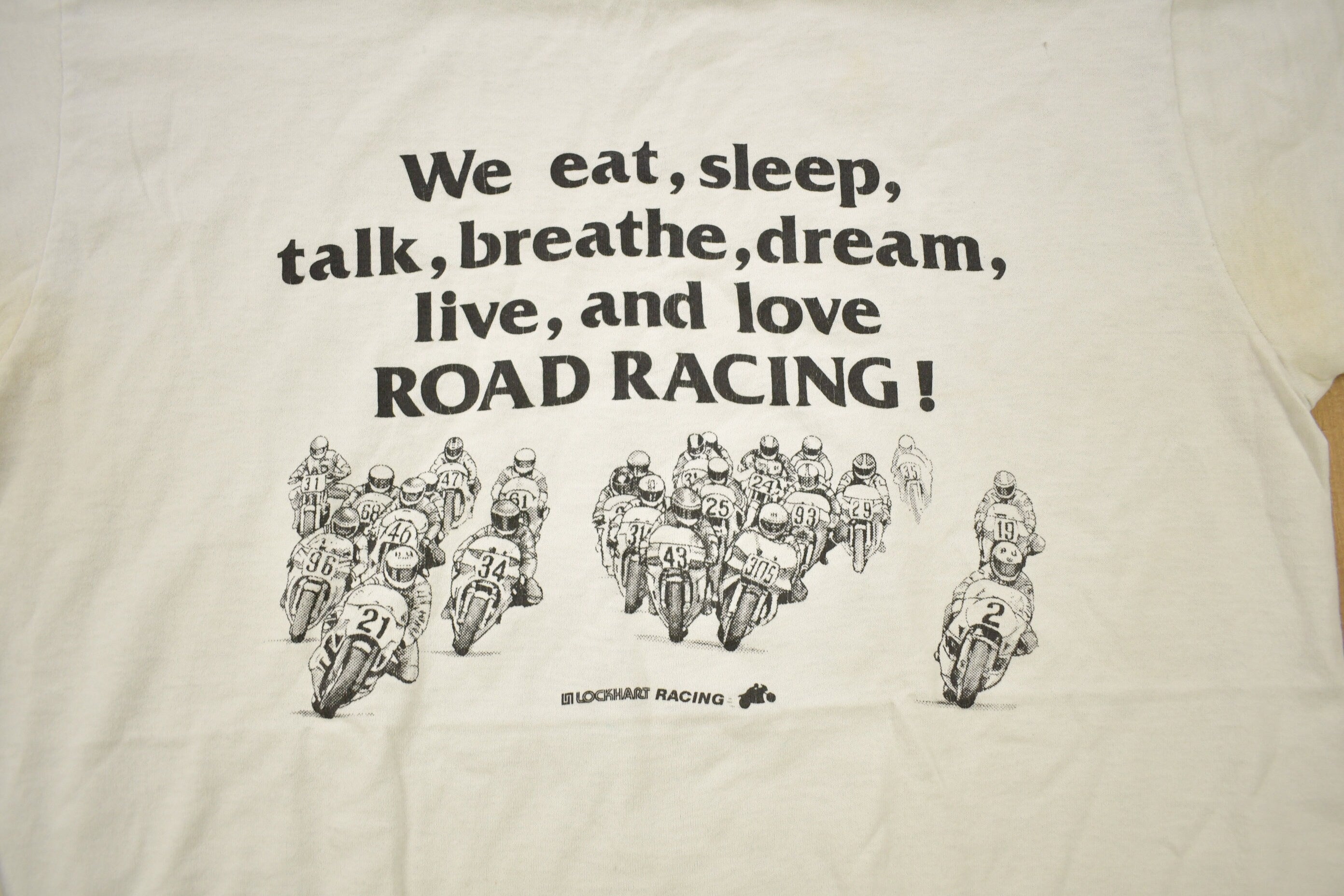 Vintage 1980s Lockhart Racing Love Road Racing Street Bike Graphic T Shirt