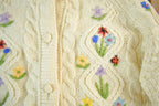 Vintage 1980s Floral Knit Cardigan Sweater Women's Medium