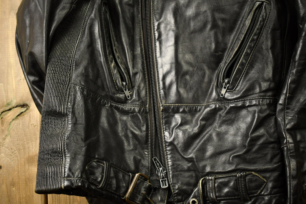 Vintage 1990s Techno Mode Leather Cafe Racer Jacket