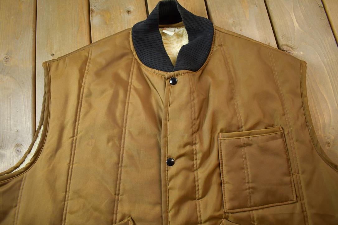 Vintage 1980s Lined Button Snap Workwear Vest - XXL