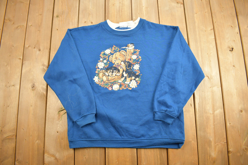 Vintage 1990s Cute Puppies & Teddy Bears Crewneck Sweater