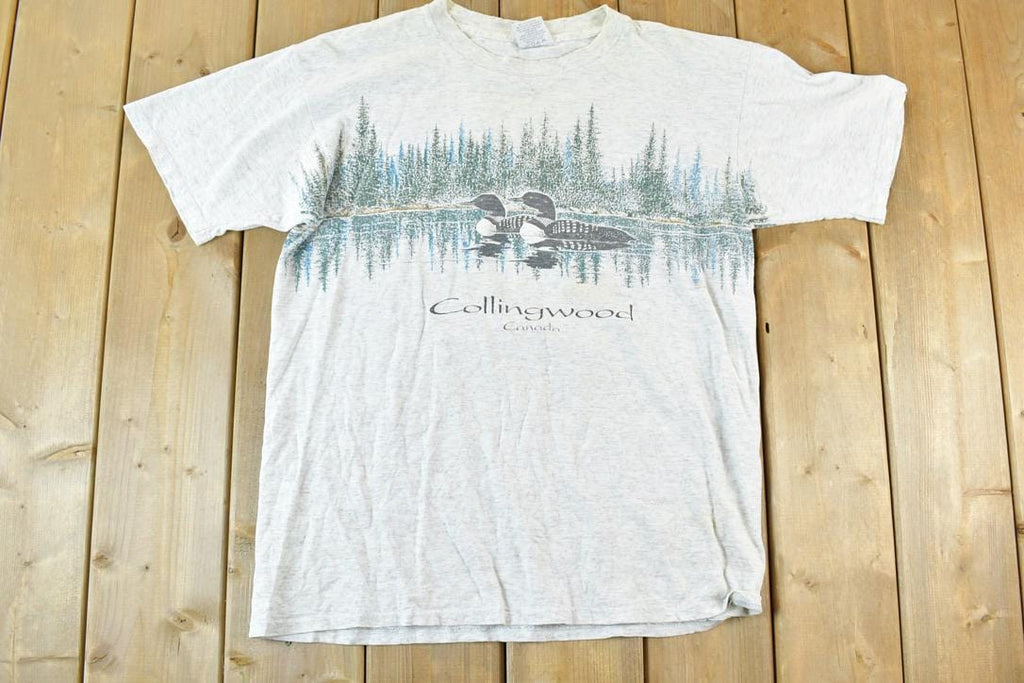Vintage 1990s Loon On A Lake Outdoors Collingwood T-Shirt / Single Stitch Wilderness Shirt / Streetwear / Nature T-Shirt / Outdoorsman T