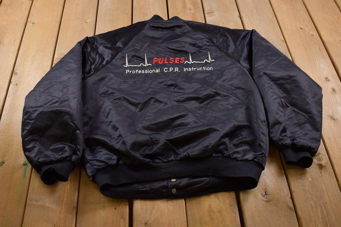 Vintage 1990s Pulses CPR Satin Bomber Jacket