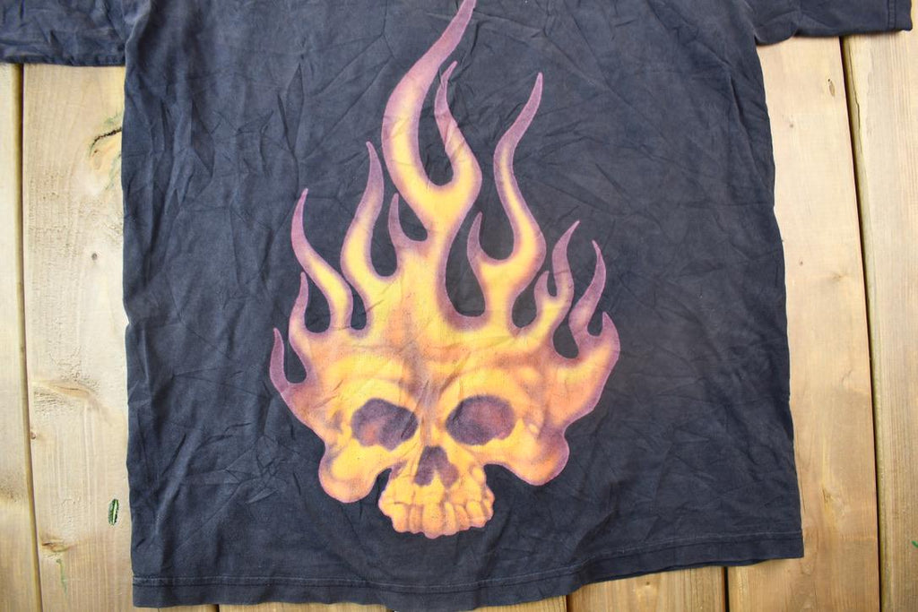 Vintage 1990s JNCO Jeans Skull Flame Graphic T Shirt