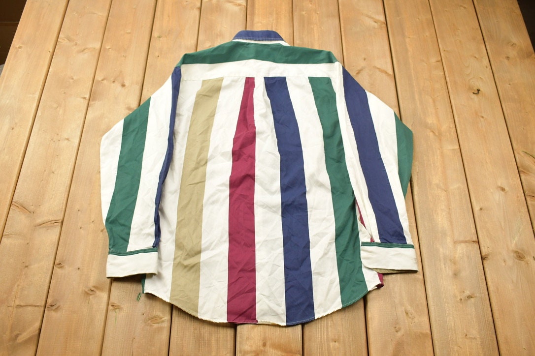 Vintage 1990s Colorful Reed James Button Up Shirt 1990s Button Up Vintage Flannel