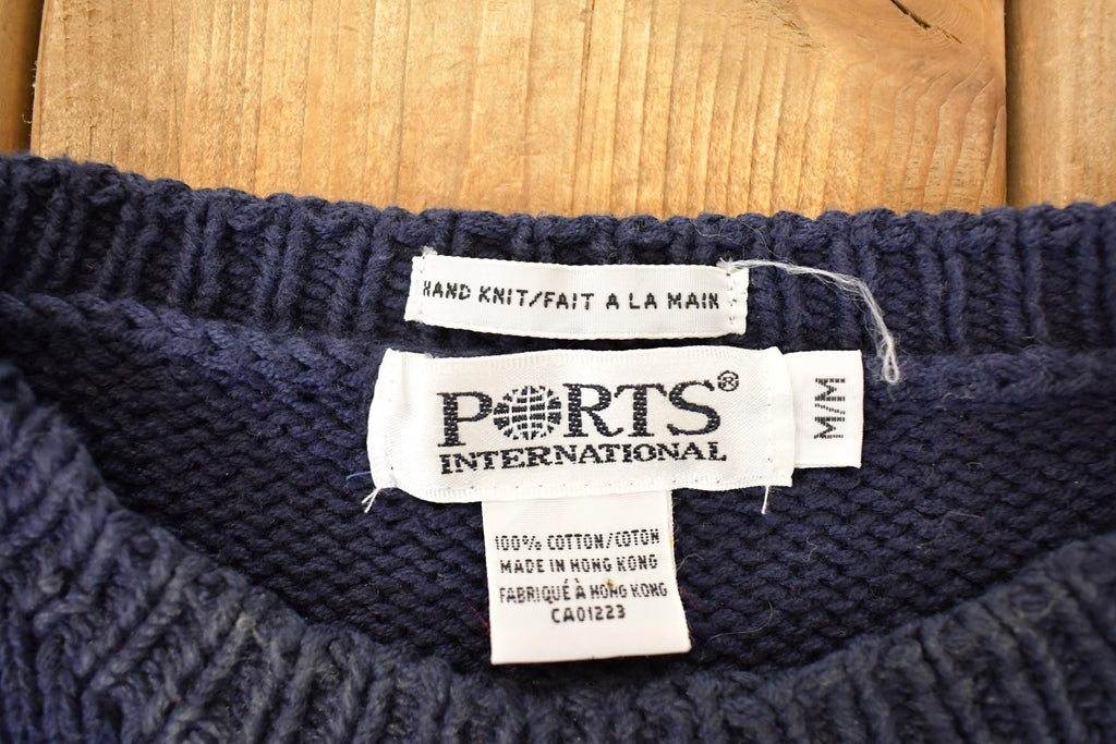 Vintage 1990s Ports International Hand Knit Abstract Forest Crewneck Sweater Men's L