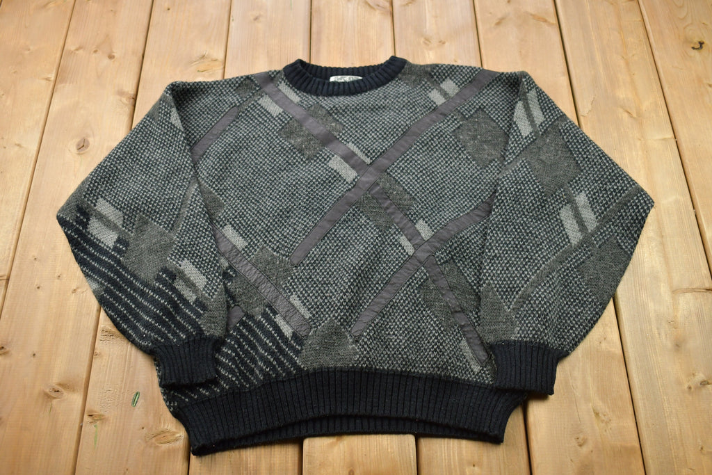 Vintage 1990s Patterned Knitted Crewneck Sweater