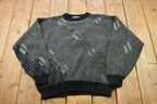 Vintage 1990s Patterned Knitted Crewneck Sweater / Vintage 90s Crewneck / All Over Pattern / Sweatshirt / Abstract Pattern