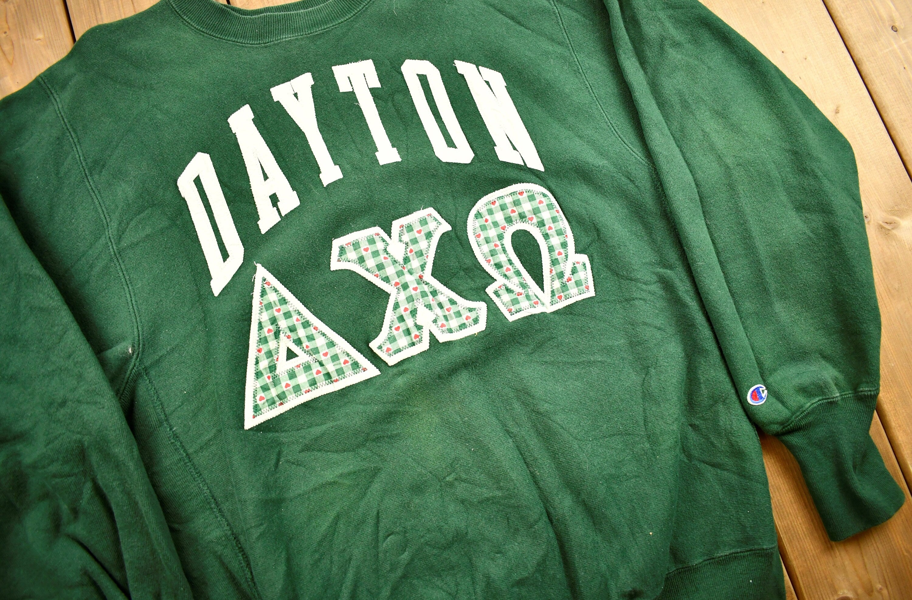 Vintage 1990s University Of Dayton Ohio Champion Reverse Weave Crewneck  Dayton Sorority Sweater  Collegiate Sportswear Pullover Sweater