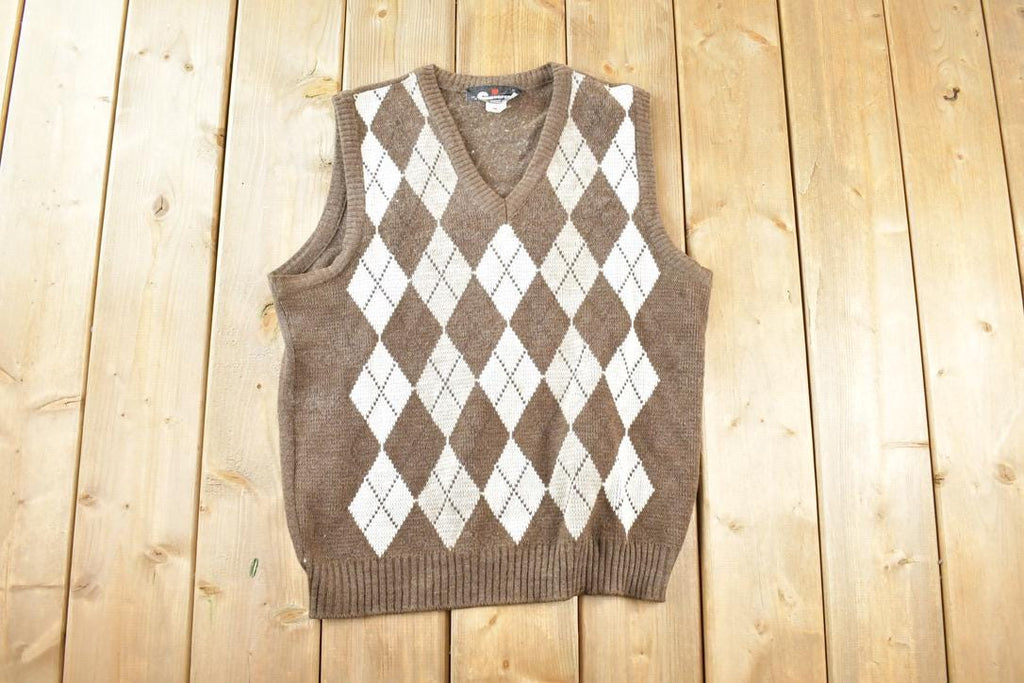 Vintage 1980s Cooper A Great Canadian Knit Argyle Pattern Crewneck Sweater Vest Mens M
