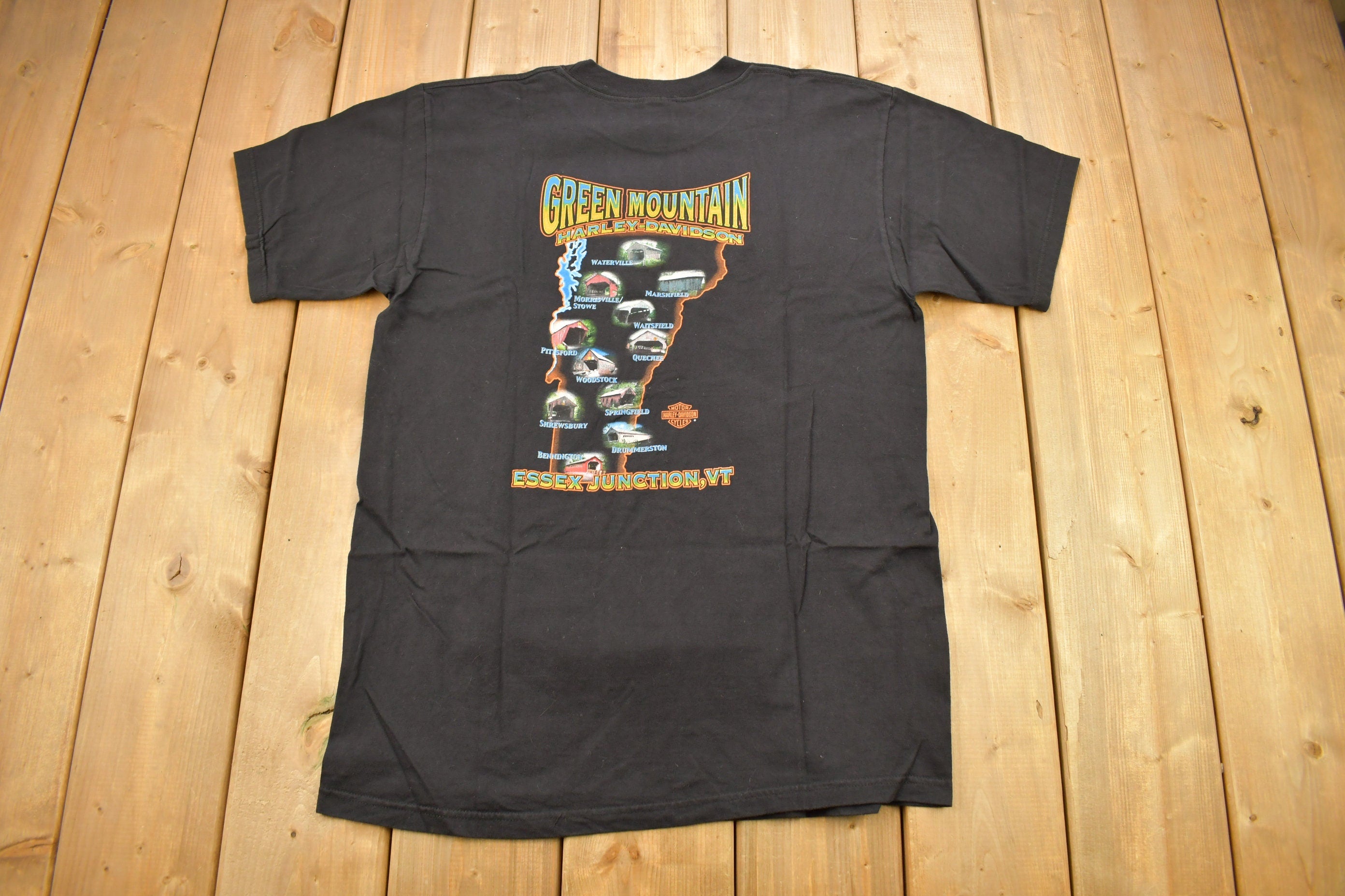 Vintage 1990s Harley Davidson Green Mountain Essex Junction VT T-Shirt