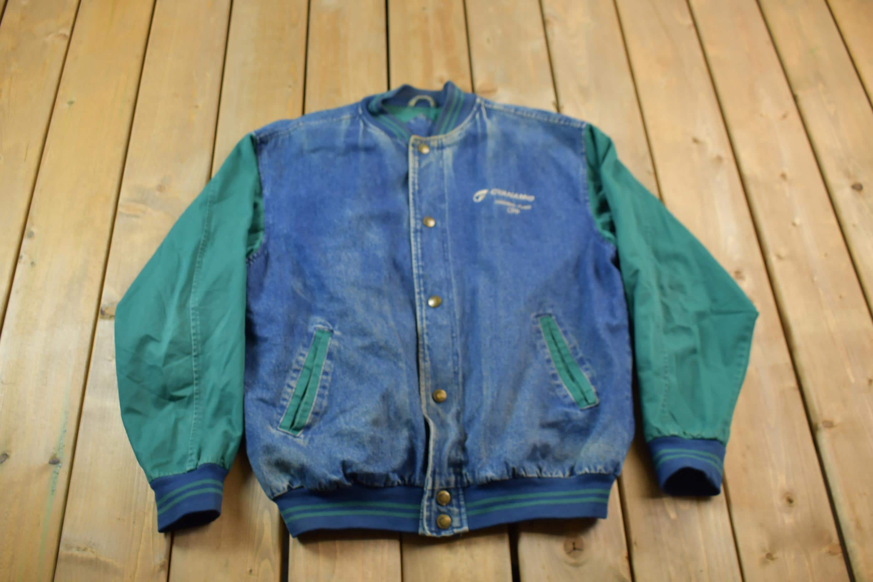 Vintage 1990s Luna Pier Denim Varsity Jacket