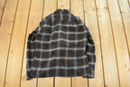 Vintage 1980s Distressed BVD Lanerossi Plaid Wool Flannel Button Up Shirt Men's M