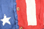 Vintage 1990s Rey Wear AOP American Flag Hand Knit Cardigan Sweater Womens S