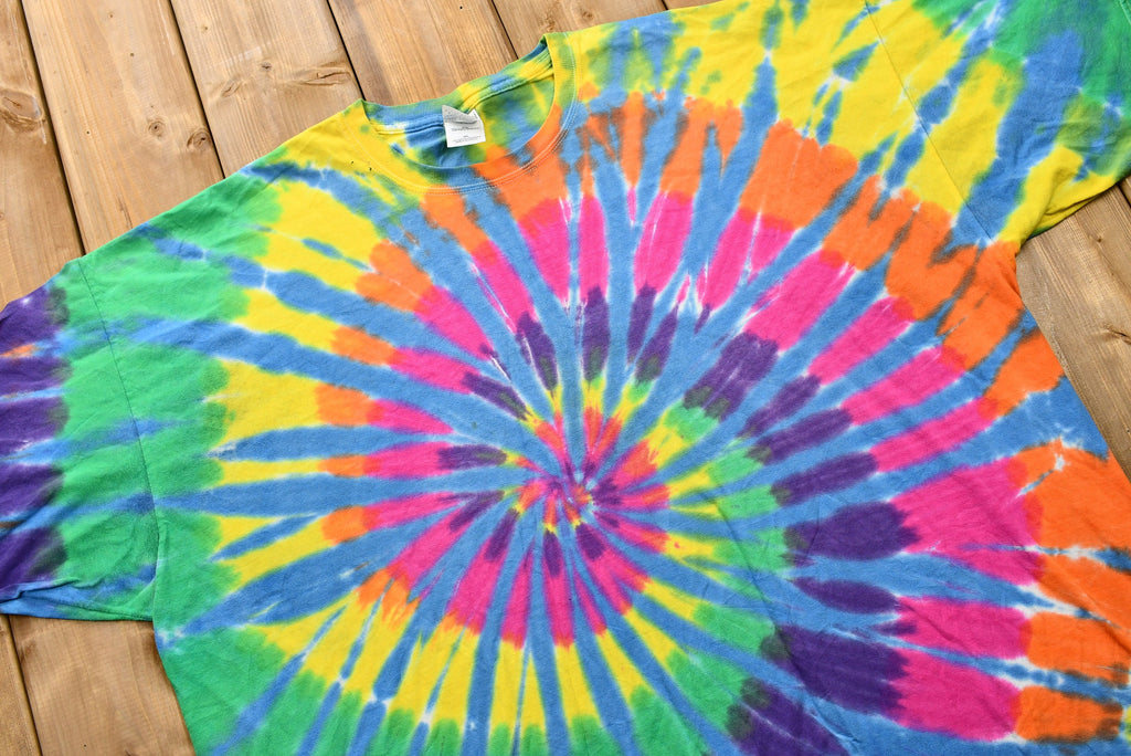 Vintage 1990s Rainbow Swirl DNA Tie-Dye T-Shirt