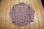 Vintage 1990s Stanley Blacker Plaid Flannel Button Up Shirt Madde In USA