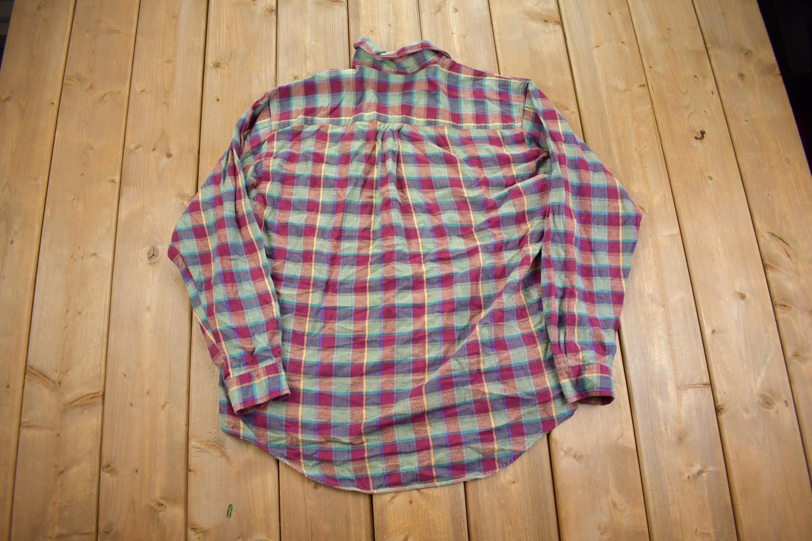 Vintage 1990s Stanley Blacker Plaid Flannel Button Up Shirt Madde In USA