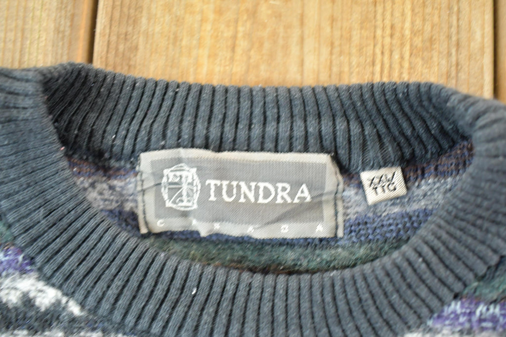 Vintage 1990s Tundra Canada Knit Abstract Pattern Crewneck Sweater Mens XXL