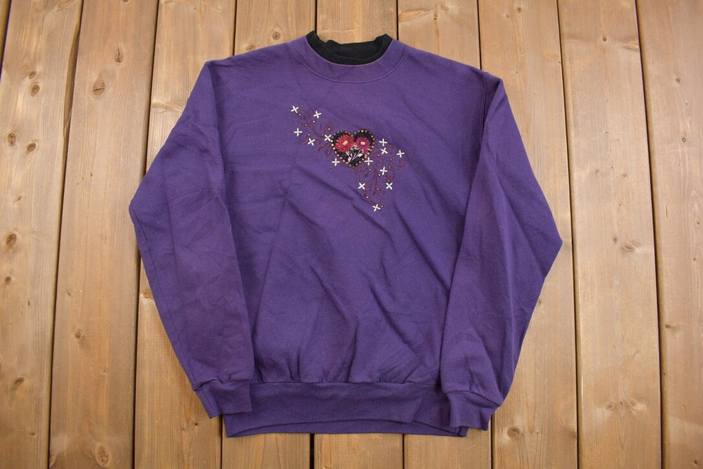 Vintage 1990s Top Stitch Cute Hearts Crewneck Sweater