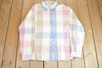 Vintage 1990s Authentic St John's Bay Pastel Plaid Button Up Flannel Shirt