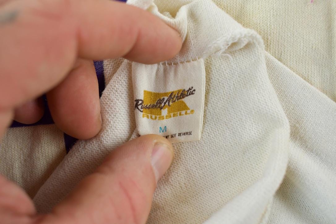 Vintage 1960s Russell Athletic Eau Claire Memorial Old Abes Gerke 83 University Collegiate T-Shirt  NCAA Tee  Americana  Sportswear