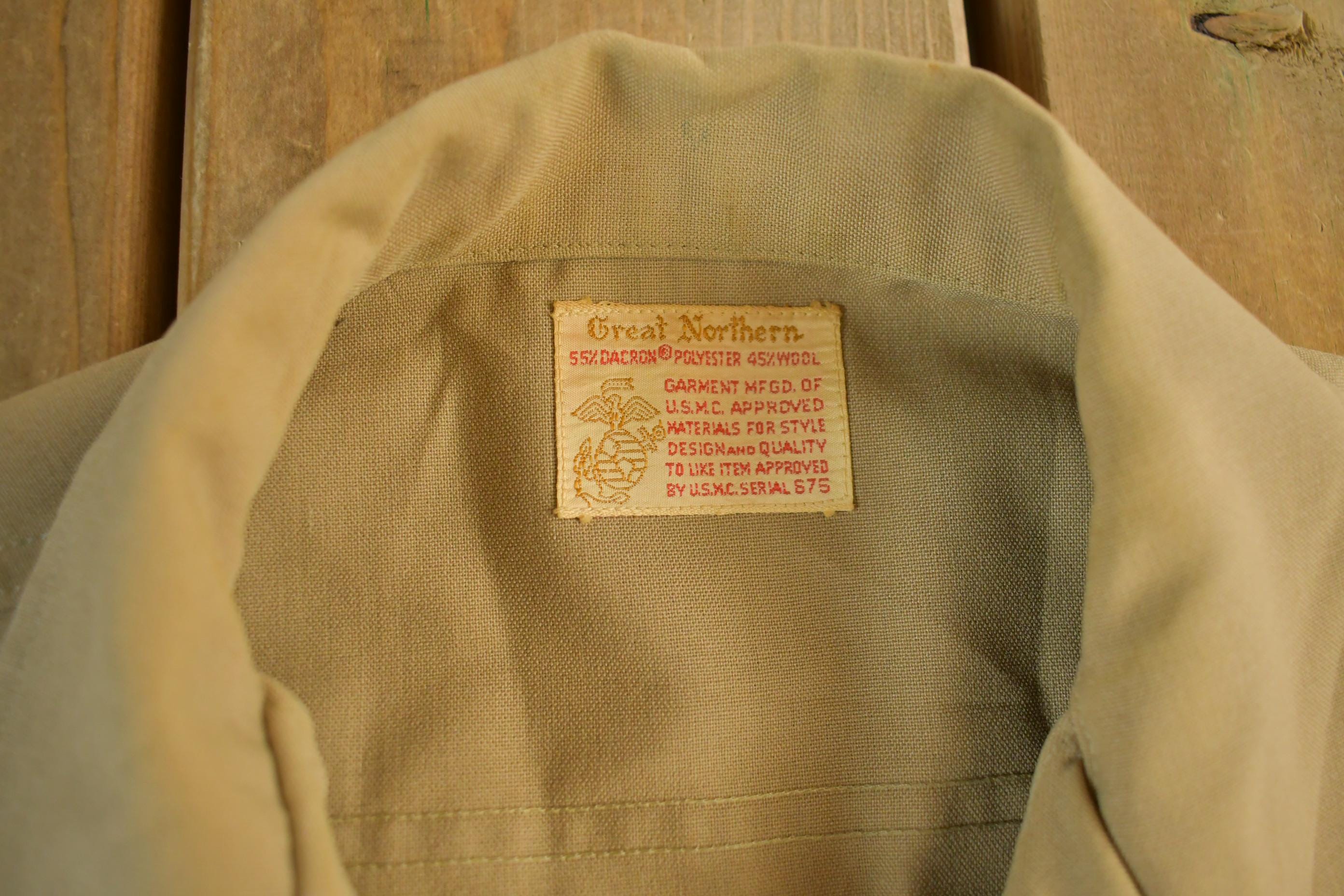 Vintage 1960s Great Northern Blank Button Up Military Shirt Men's Tall Medium