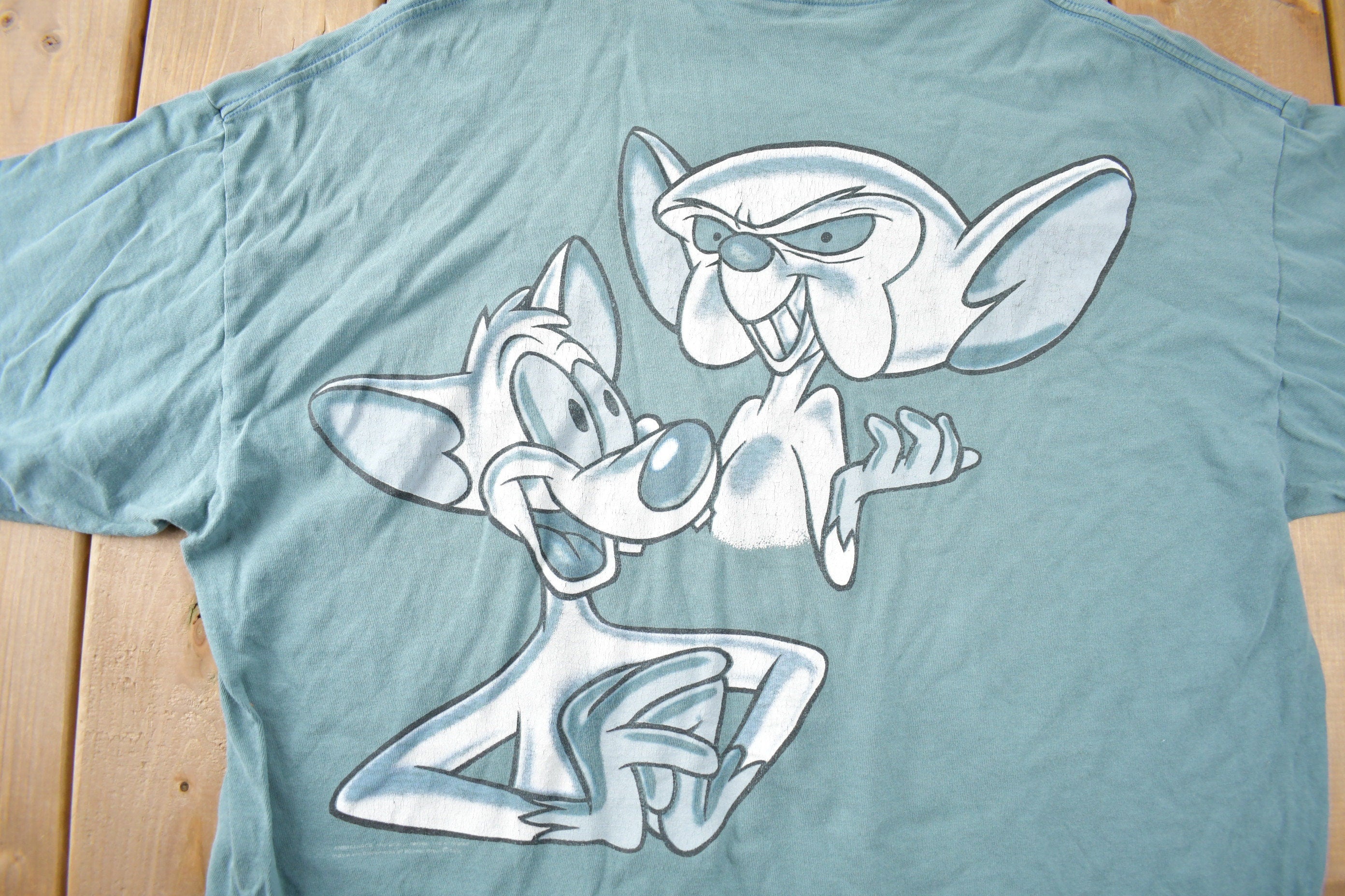 Vintage 1990s Pinky & The Brain Promo T-shirt Made In USA Size XL