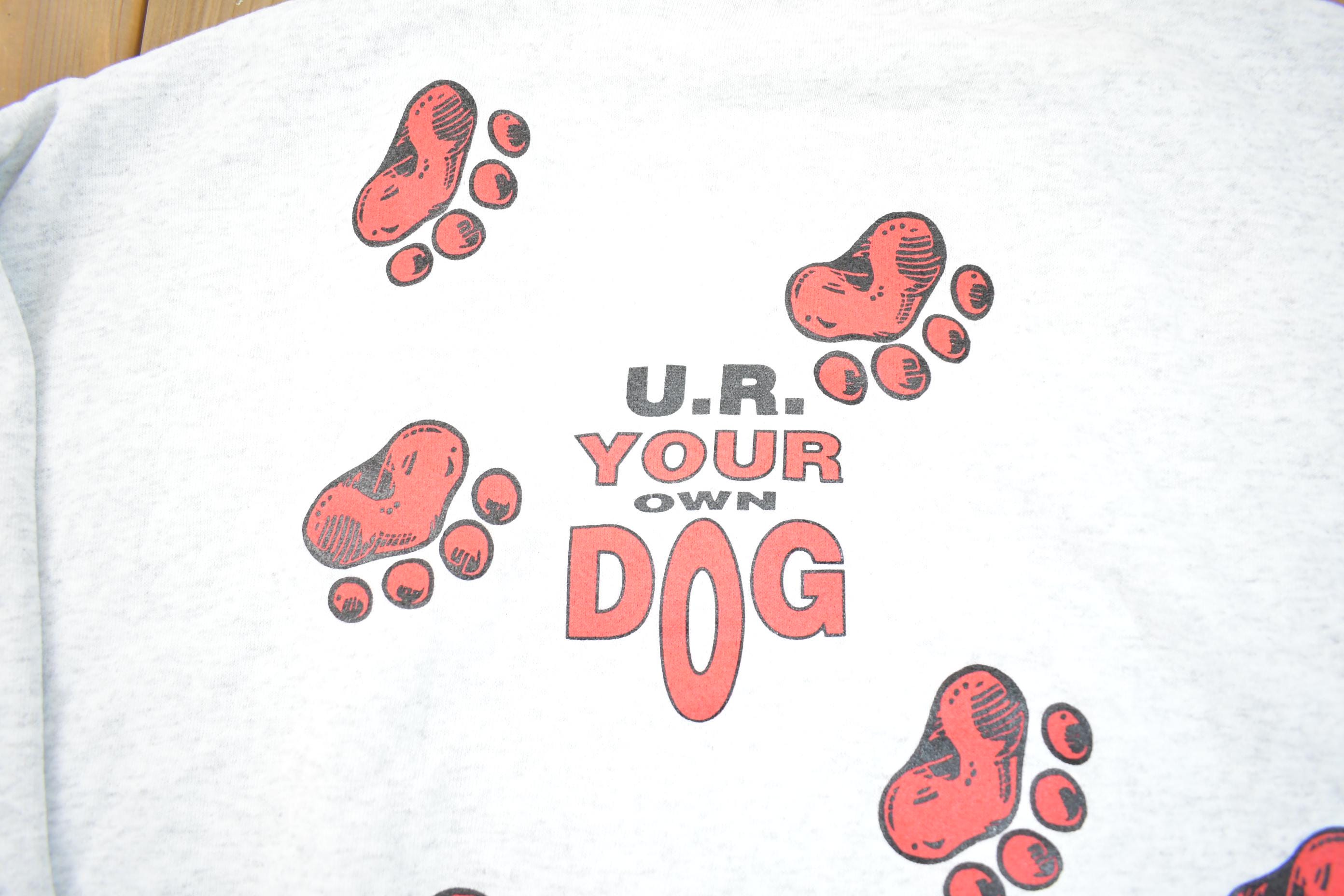Vintage 1990s Cute U.R Your Own Dog Theme Crewneck Sweater Made In USA