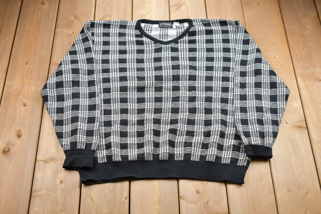Vintage 1980s Holt Renfrew Plaid Knitted Sweater