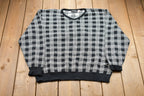 Vintage 1980s Holt Renfrew Plaid Knitted Sweater