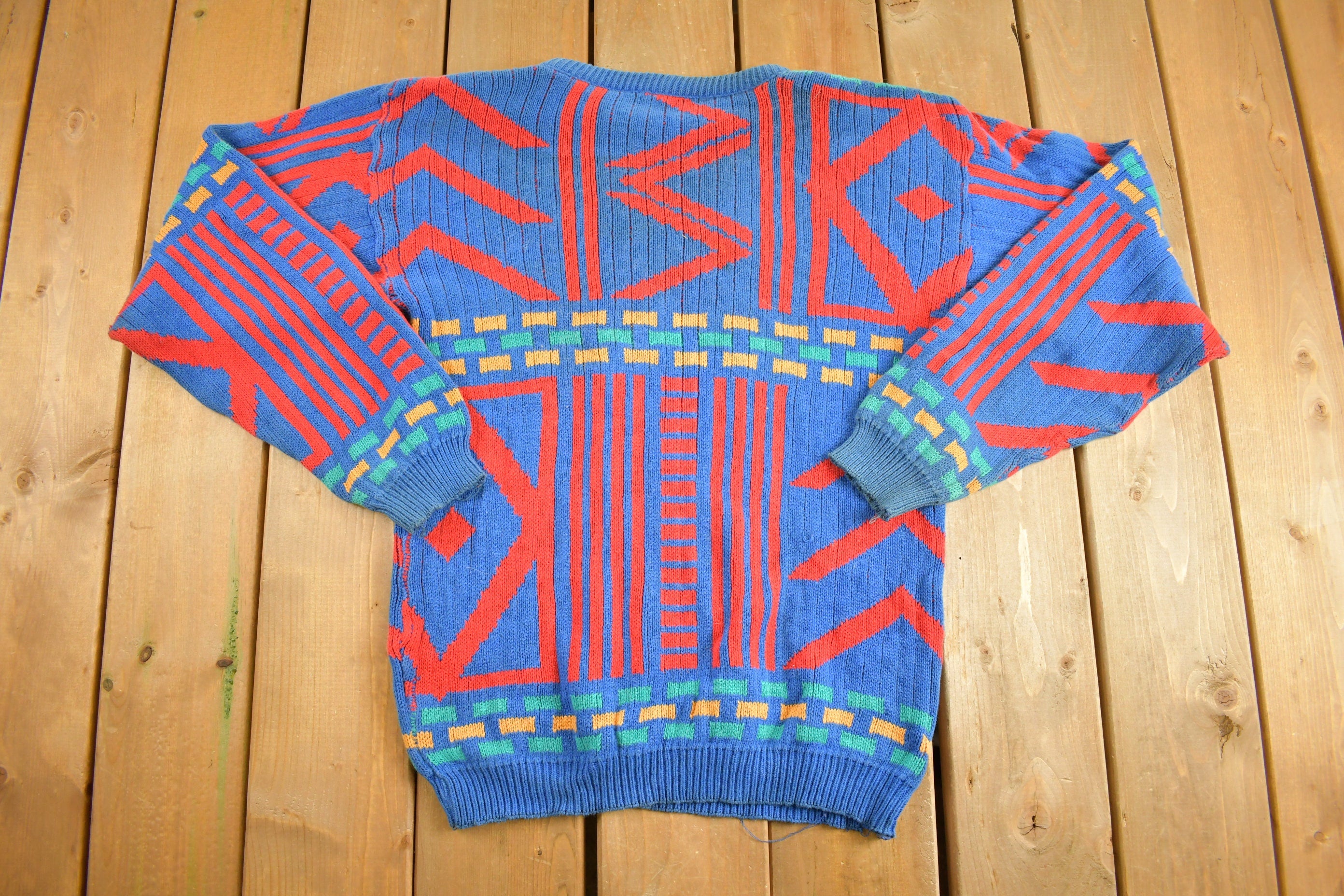 Vintage 1990s Abstract Colorful Knit Sweater