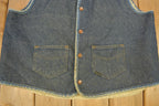 Vintage 1980s Roebucks By Sears Fleece Lined Denim Button Up Vest