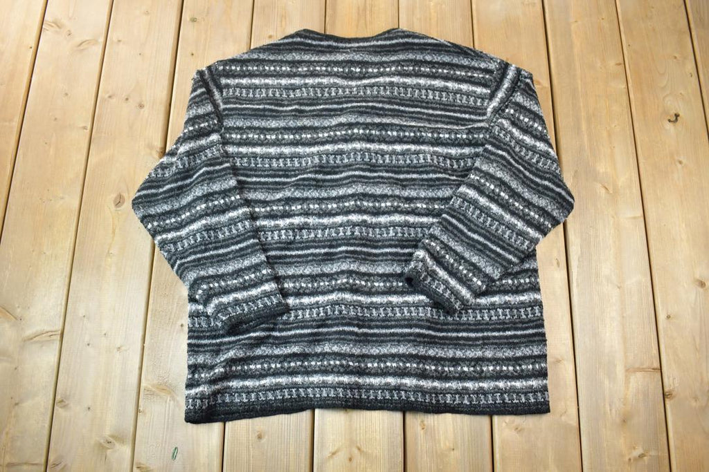 Vintage 1990s Boz Knit Crewneck Button Up Sweater /