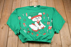 Vintage 1990s Cute Bear Christmas Sweater , 90s Holiday Crewneck , Winter Wear , Festive Graphic Print