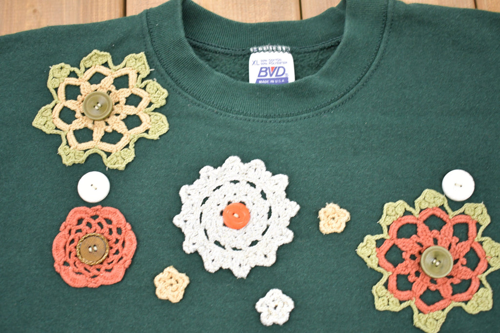 Vintage 1990s Floral Knit Crewneck
