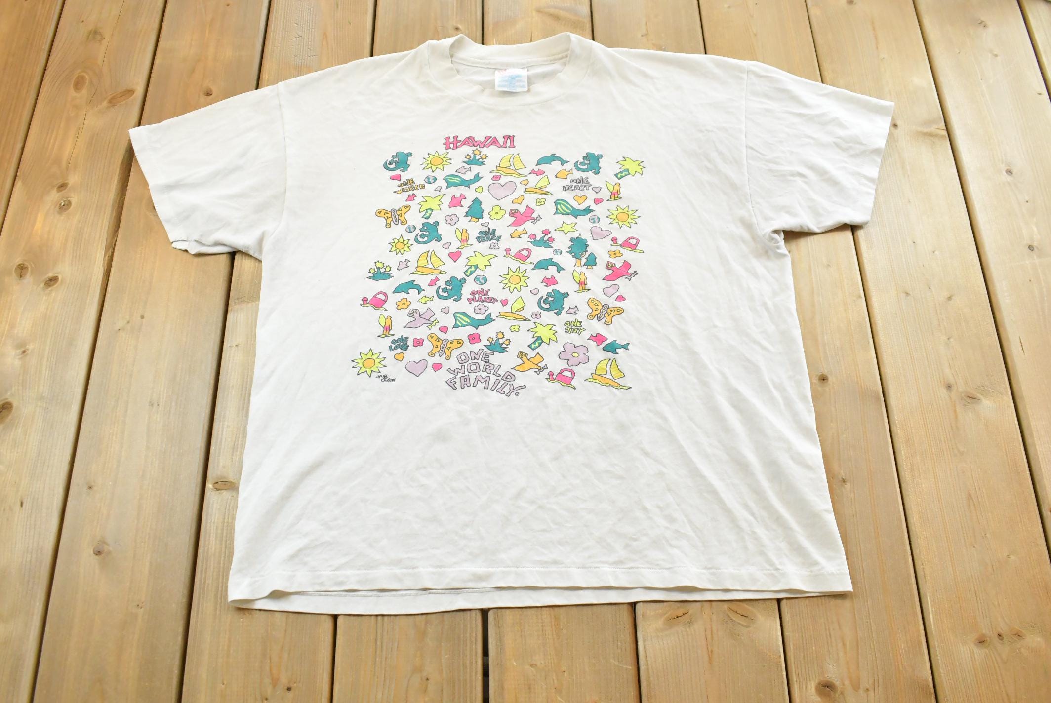 Vintage 1990s Hanes Hawaii Souvenir Graphic T-Shirt Men's L