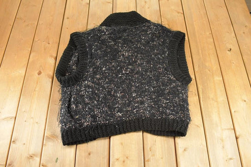 Vintage 1990s Harmony Classics Abstract Knit Cardigan Sweater Vest womens L / Preppy Knit Cardigan / Fancy Knit Vintage Cardigan