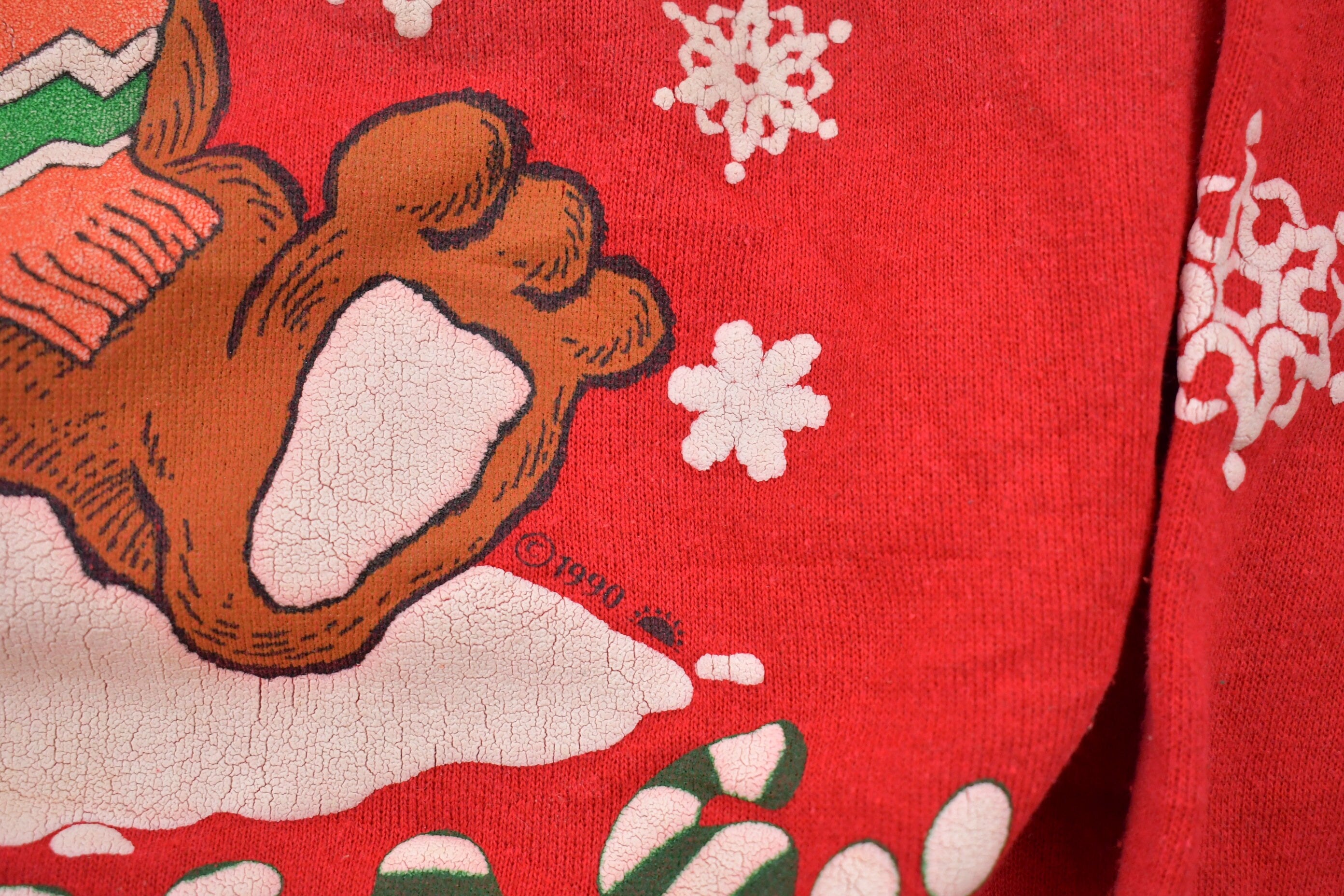 Vintage 1990s Merry Christmas Teddy Bear Christmas Sweater
