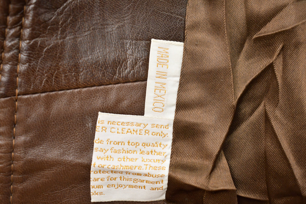 Vintage 1970s Leather Trench Coat With Fox Fur Collar