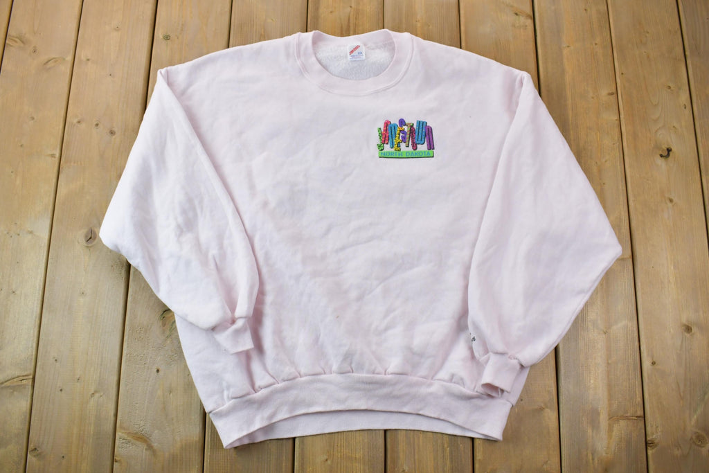 Vintage 1990s Jamestown North Dakota Neon Design Crewneck Sweatshirt
