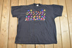Vintage 1990s Floral Embroidered Graphic T-Shirt